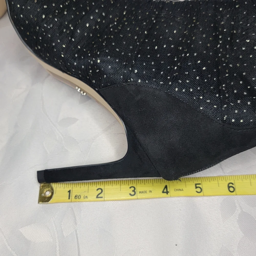 Sam Edelman Farren Glitter Mesh Tulle Pointed Toe Stiletto Heeled Ankle Booties‎